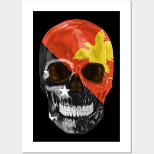 Papua New Guinea Flag Skull - Gift for Papua New Guinean With Roots From Papua New Guinea Posters and Art